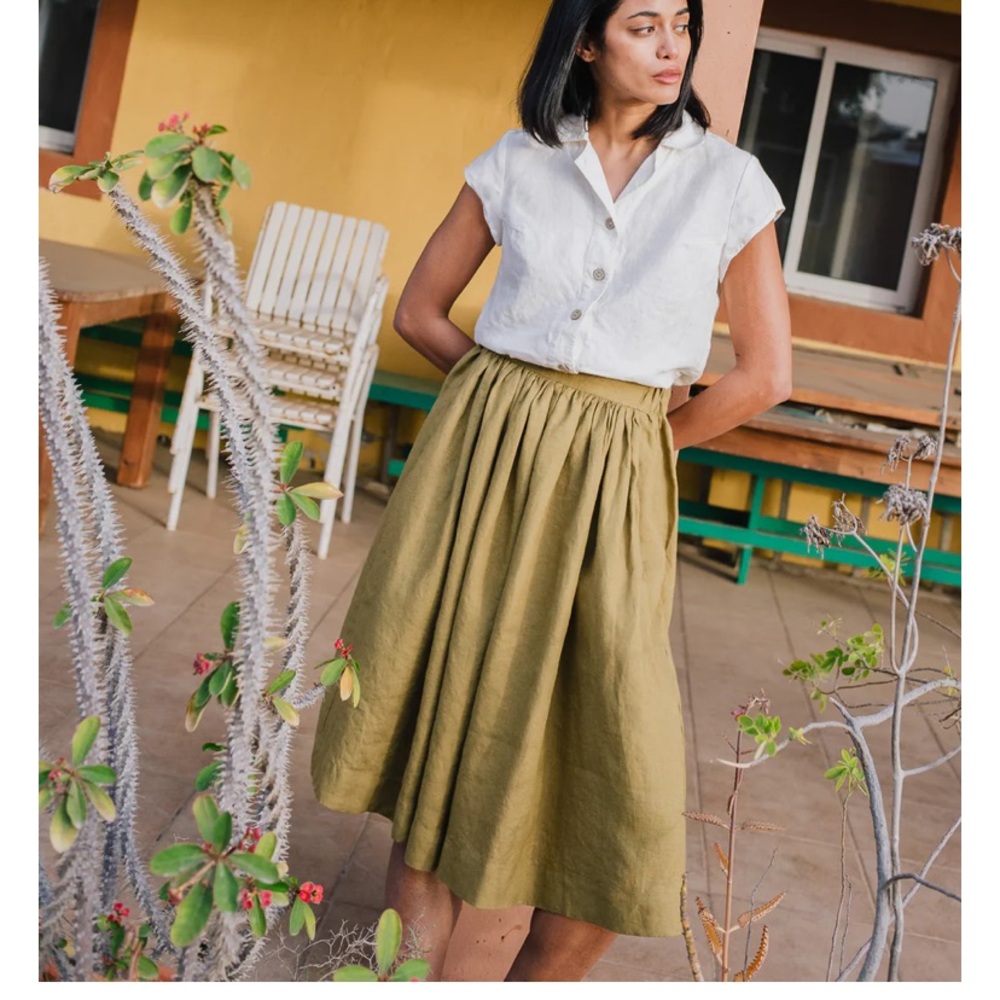 notPERFECTLINEN City Skirt Grey-Blue A-Line Skirt - Picture 10 of 10